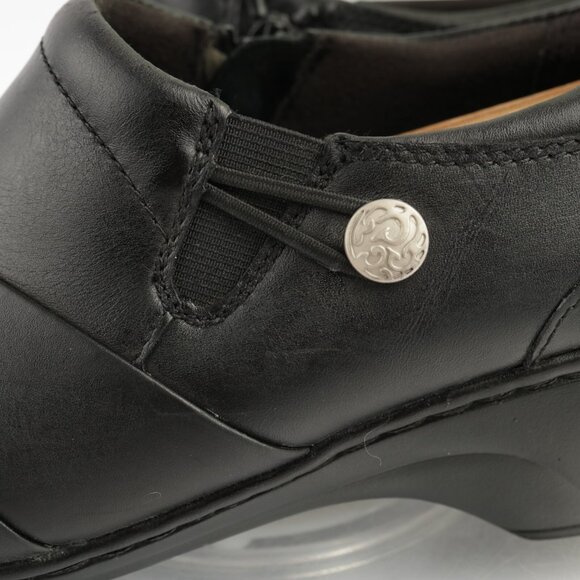 Clarks Womens Channing Ann Loafer Size 9 WIDE Black Leather Slip On Shoes Wedge - Picture 7 of 13